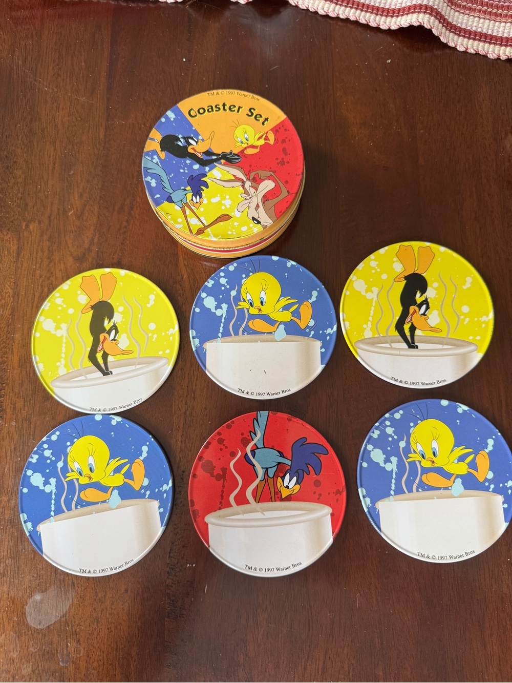 Vintage Warner Bros. Looney Tunes Tweety Road Runner Daffy Duck Coaster Set